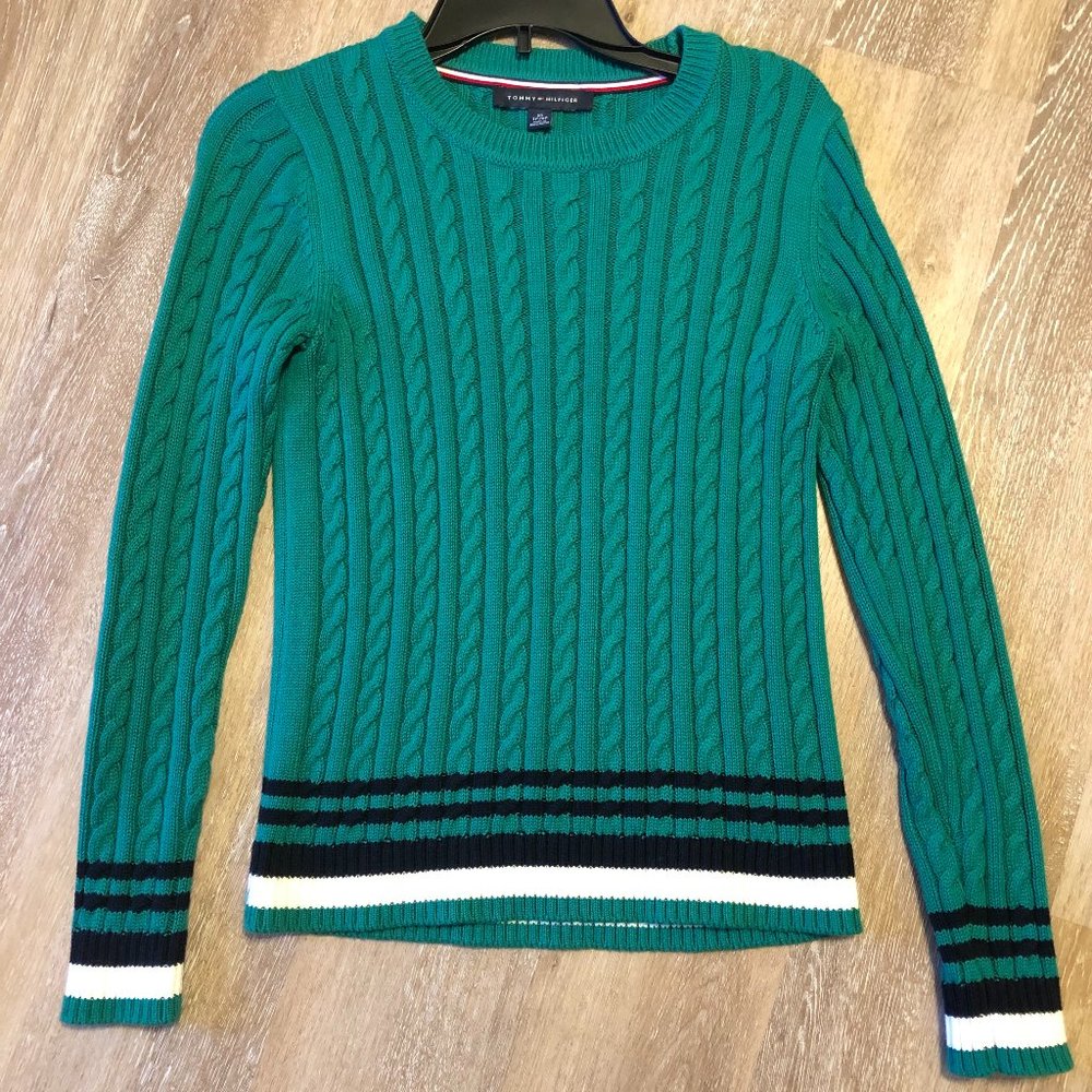 Green Tommy Hilfiger Sweater, Business Casual Sweater, Green Sweater Pullover